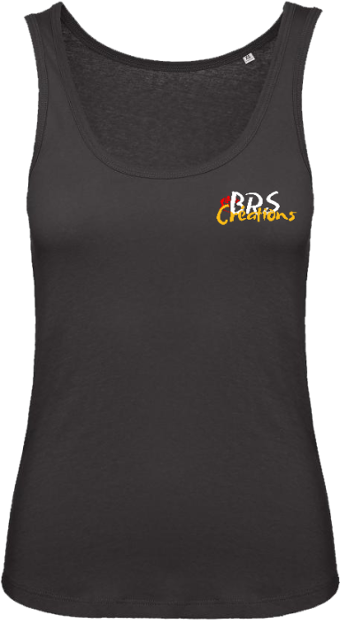 Débardeur noir avec logo "B.O.S." coloré sur le côté gauche.