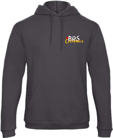 Sweatshirt à capuche noir avec logo coloré "R.D.S. Collection" sur la poitrine.