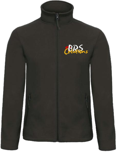 Veste polaire noire avec logo coloré "BPS" sur la poitrine.
