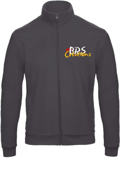 Veste zippée noire avec le logo "PDS" en couleur sur la poitrine.